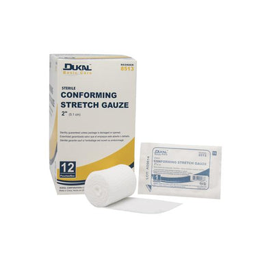 Bandage 2" Conforming Gauze White LF Sterile 12/Package, 1 PK/CA - Surgical Supplies NY